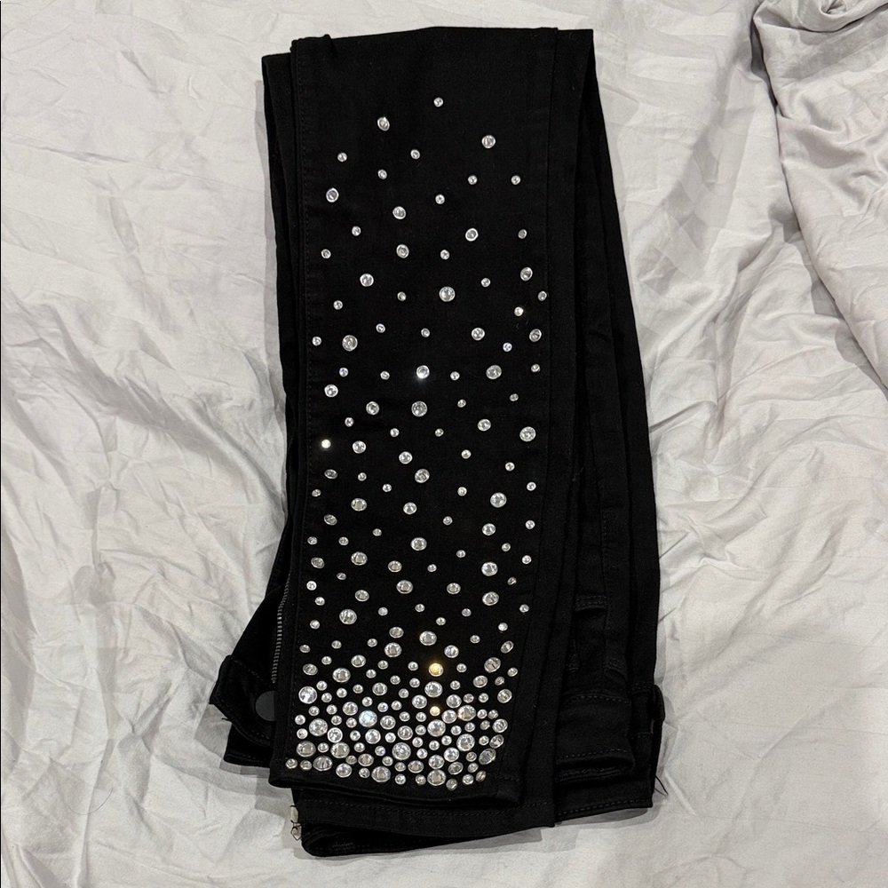 L'AGENCE Black Rhinestone Skinny Pants